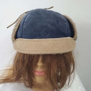 Vintage Shearling Sheepskin Winter Hat with Ear Flaps